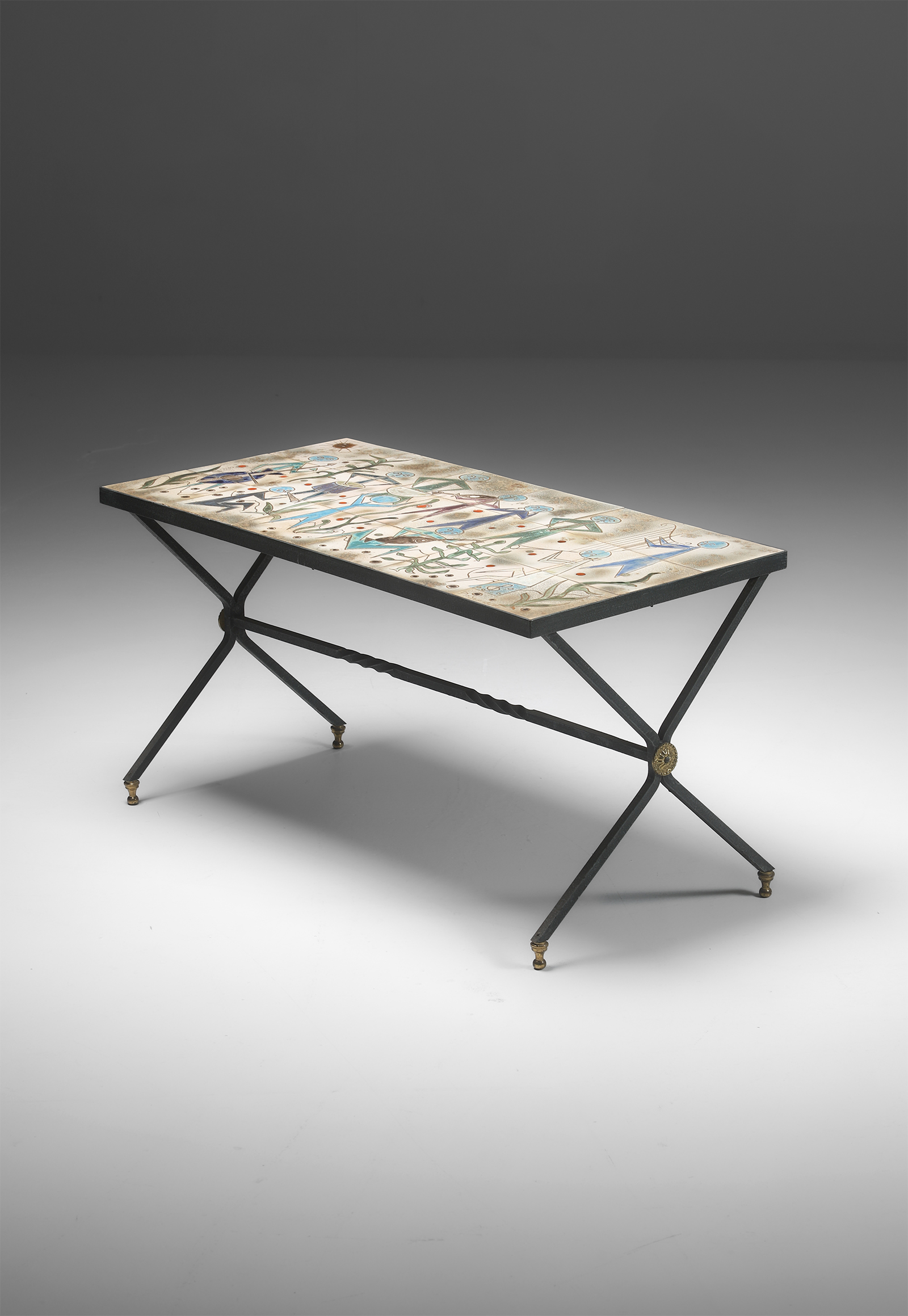 Charles Emile Pinson Coffee Table 1958. materials:  iron and ceramicimage 1
